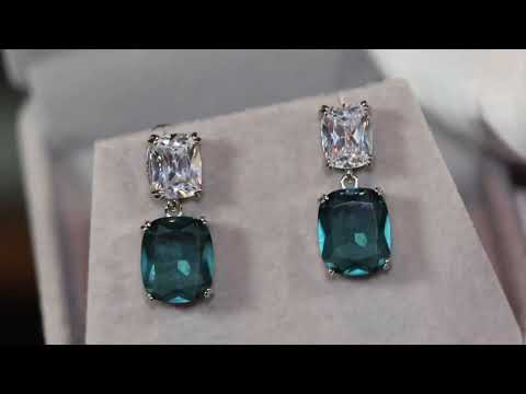Teal blue diamond earrings