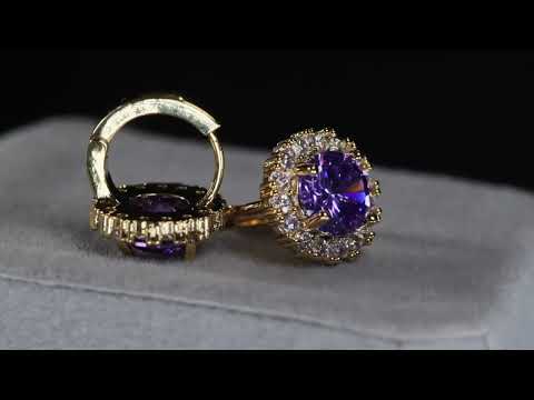 Load and play video in Gallery viewer, Purple Diamond Earrings