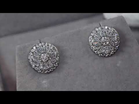 Load and play video in Gallery viewer, Womens Baguette Cut Diamond Ear Studs