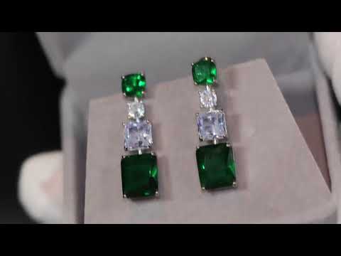 Womens green diamond earrings