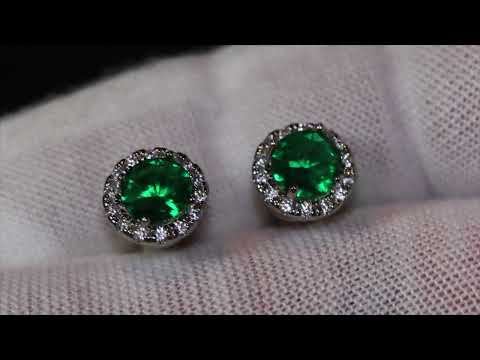 Mens green diamond ear studs