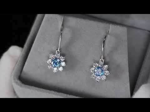 Blue Moissanite Diamond Snowflake Earrings