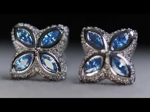 Blue Diamond Clover Ear Studs