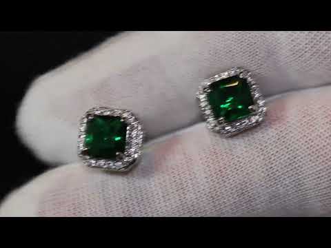 Mens green diamond ear studs