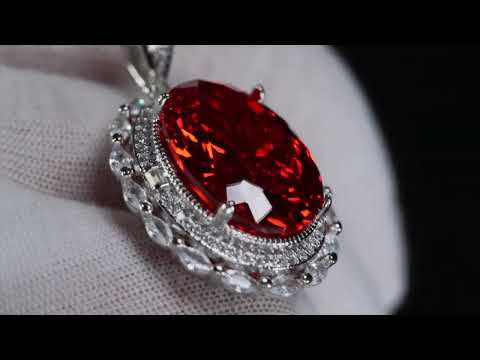 Load and play video in Gallery viewer, Red Oval Diamond Pendant