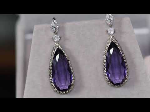 Load and play video in Gallery viewer, womens purple diamond earrings