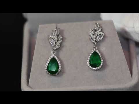 Womens green diamond earrings