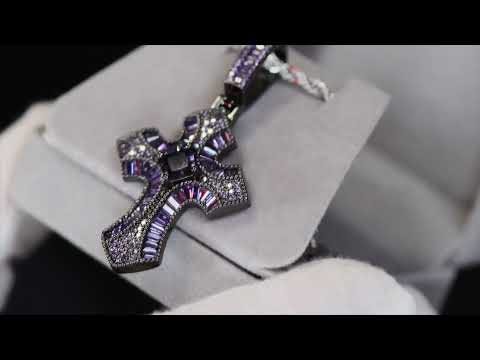 Load and play video in Gallery viewer, Purple Diamond Cross Pendant