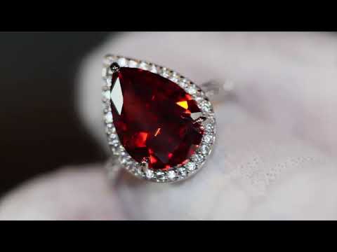 Load and play video in Gallery viewer, red pear cut diamond ring