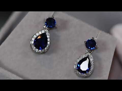 Load and play video in Gallery viewer, Sapphire blue diamond earrings