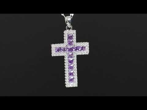 Load and play video in Gallery viewer, Purple Diamond Cross Pendant