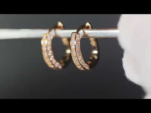 Small gold diamond hoop earrings