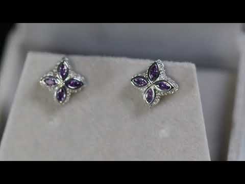Purple Diamond Clover Ear Studs