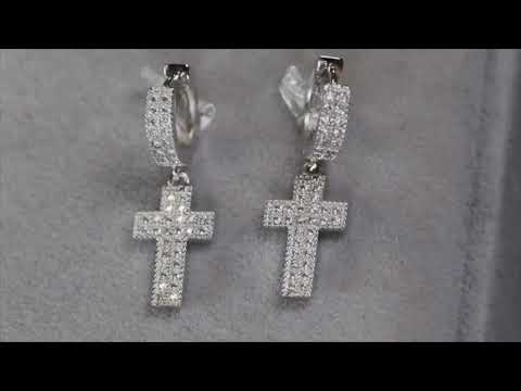 Moissanite Hoop Cross Earrings