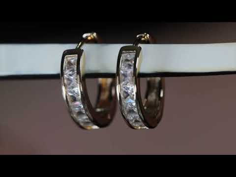 Load and play video in Gallery viewer, Mens Gold Diamond Hoop Earrings