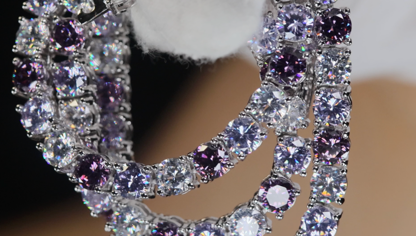 Purple Diamond Tennis Chain | Purple Diamond Necklace | Kunzite Necklace