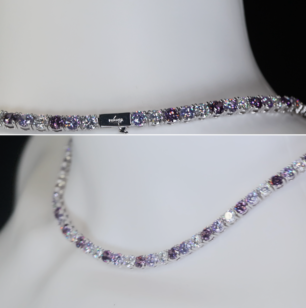 Purple Diamond Tennis Chain | Purple Diamond Necklace | Kunzite Necklace