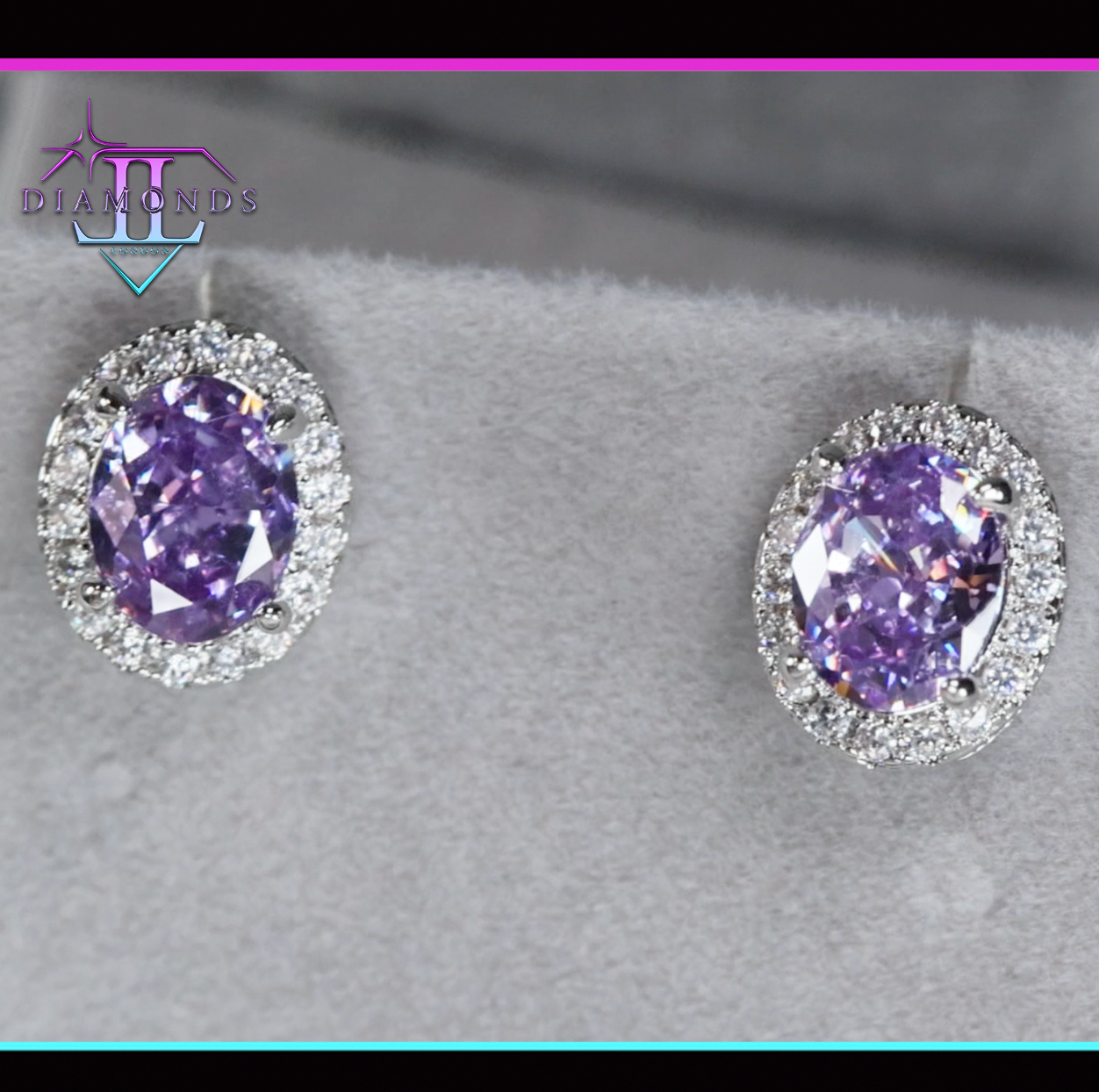 Purple Diamond Ear Studs