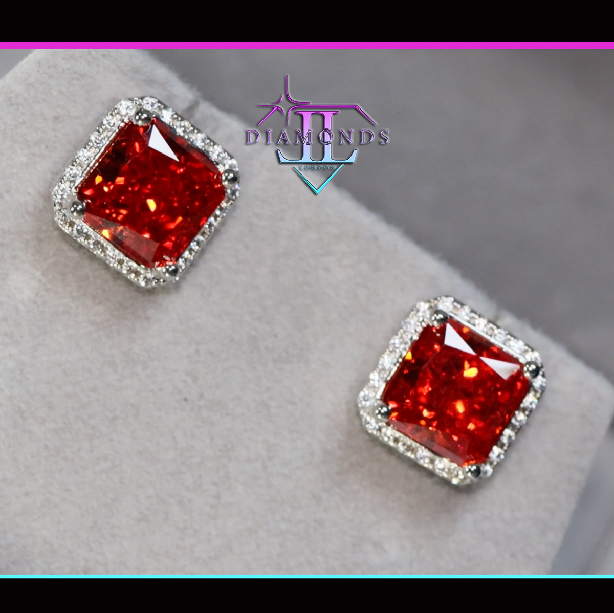 Mens Red Diamond Ear Studs Ear Studs Womens Red Diamond Ear Studs Lab Diamonds London