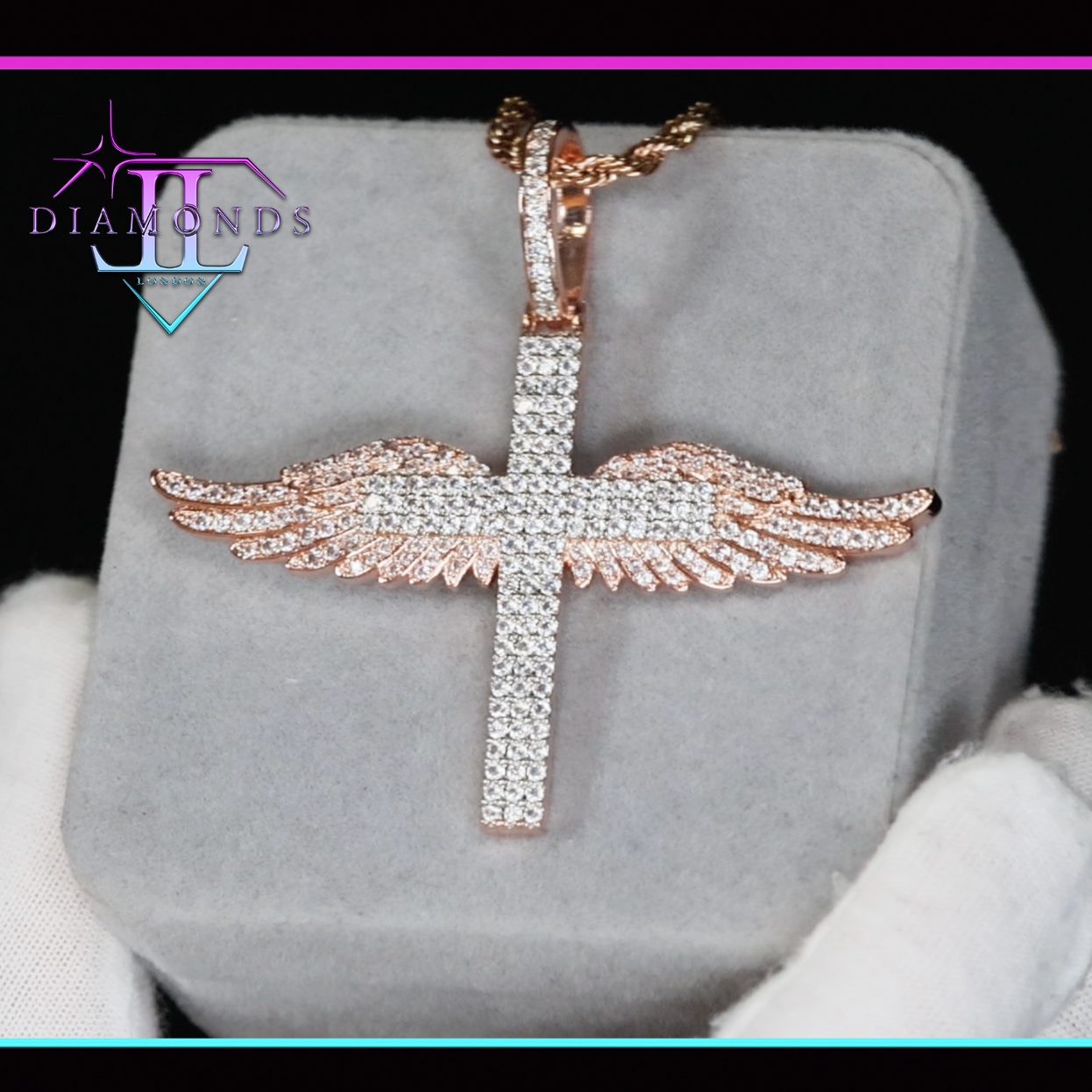 Rose Gold Diamond Cross Pendant
