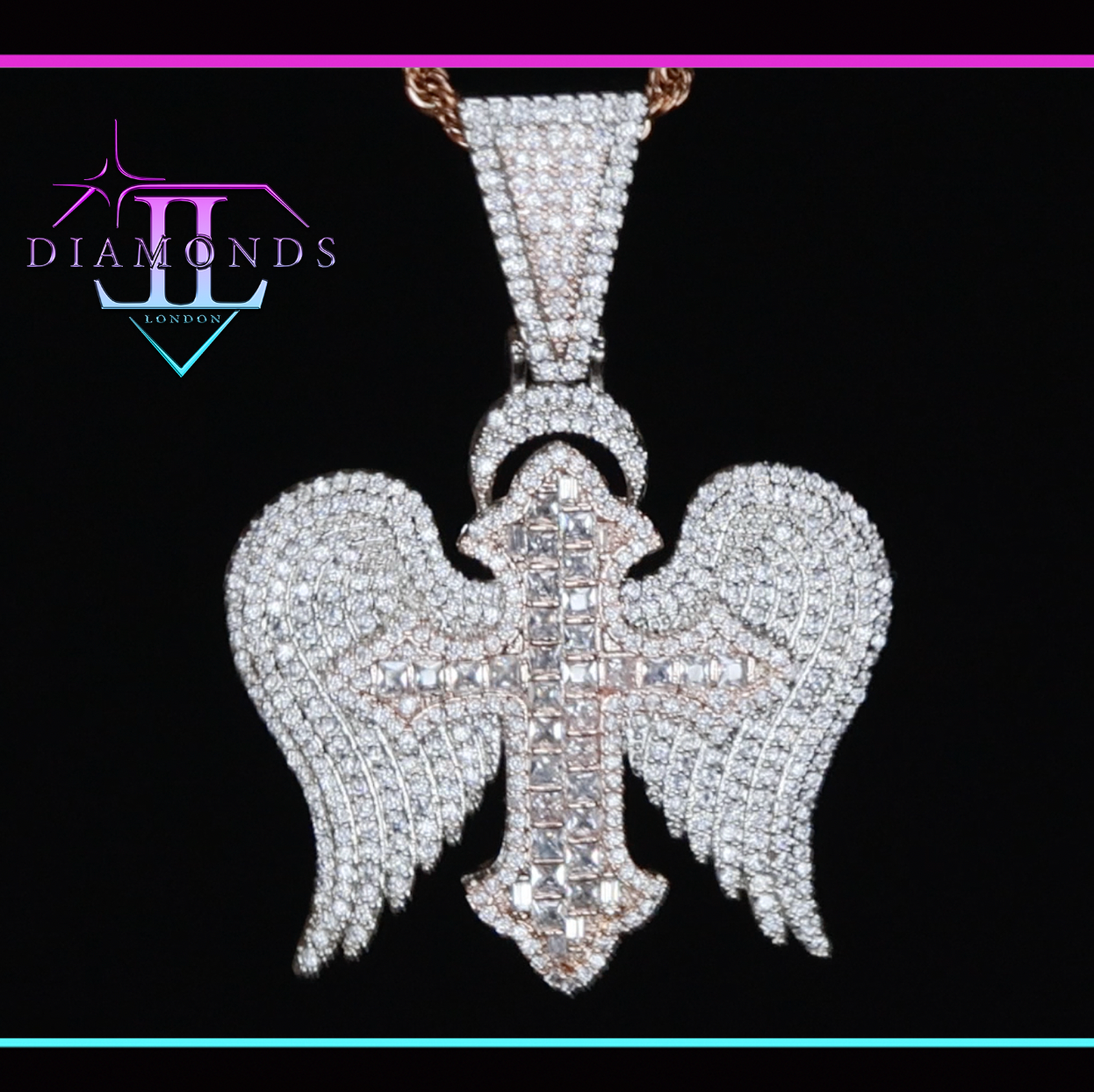 Rose Gold Diamond Cross Pendant