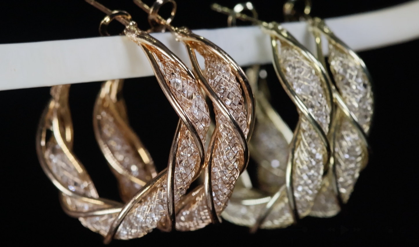 Women's Gold Diamond Hoop Earrings