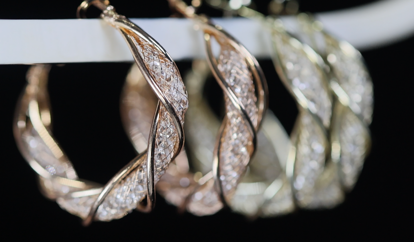 Women's Rose Gold Diamond Hoop Earrings