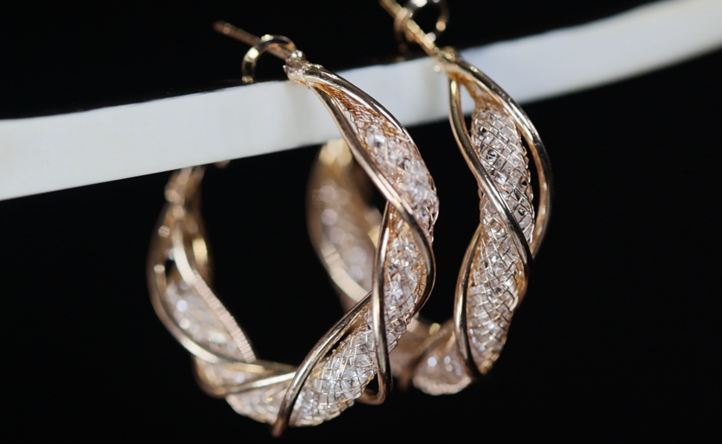 Women's Big Gold Diamond Hoop Earrings