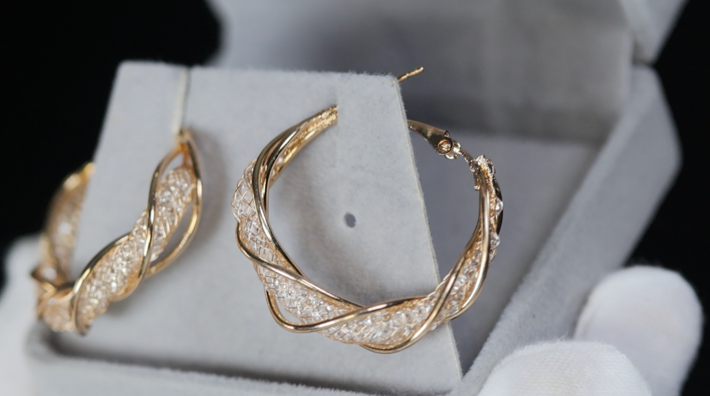 Rose Gold Gold Diamond Hoop Earrings | Gold Diamond Earrings