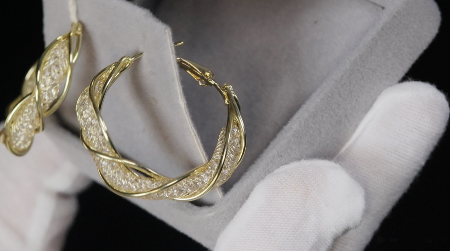 Rose Gold Gold Diamond Hoop Earrings | Gold Diamond Earrings