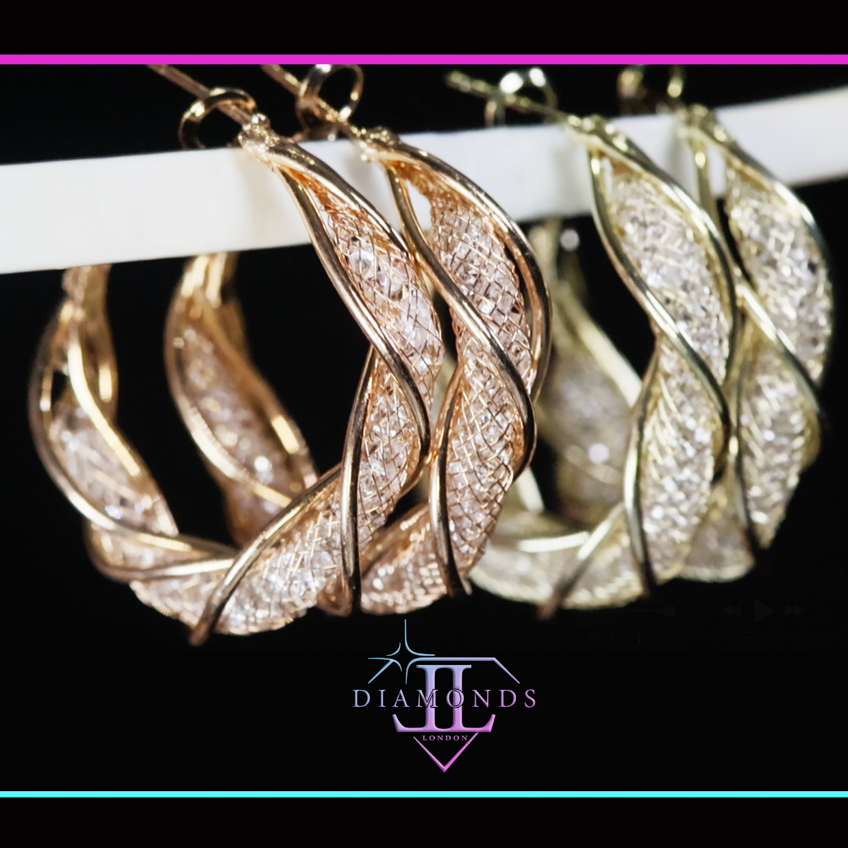 Women's Gold Diamond Hoop Earrings