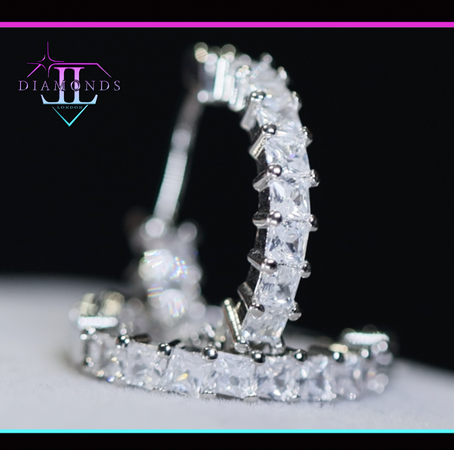Womens Diamond Hoop Earrings