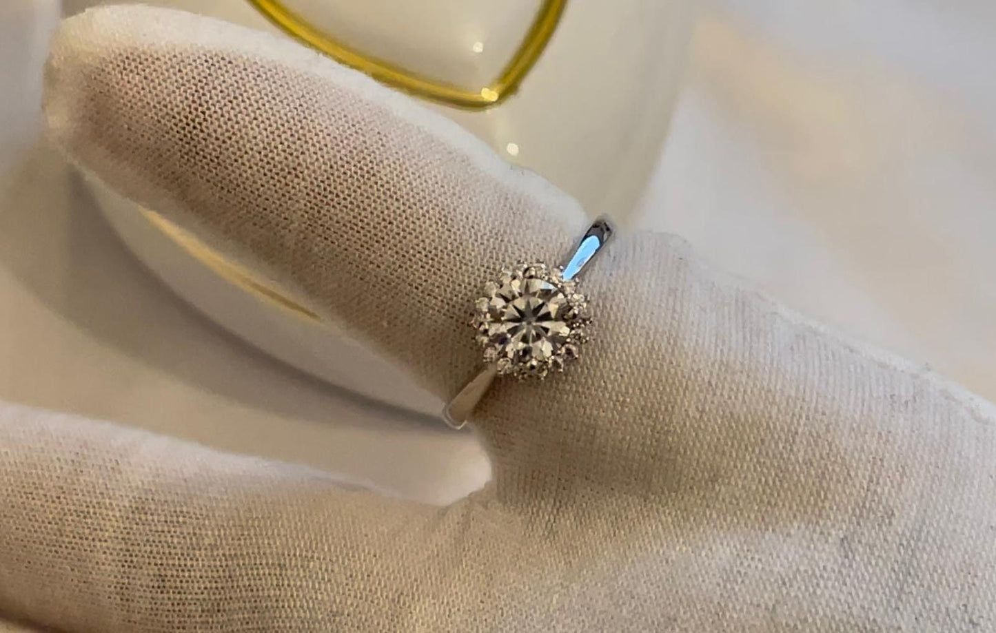 White Gold Moissanite Diamond Ring