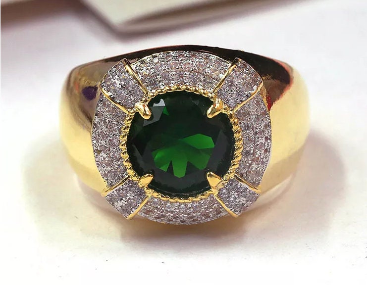 Green Diamond Ring | Emerald Green Diamond Ring | Iced Out Ring | Green Engagement Ring | Mens Green Diamond Ring | Big Diamond Ring