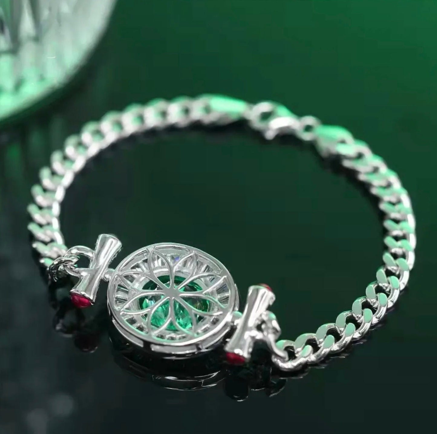 Womens Bracelet | Diamond Bracelet | Womens Diamond Bracelet | Green Gemstone Bracelet | Green Diamond Bracelet | Womens Silver Bracelets