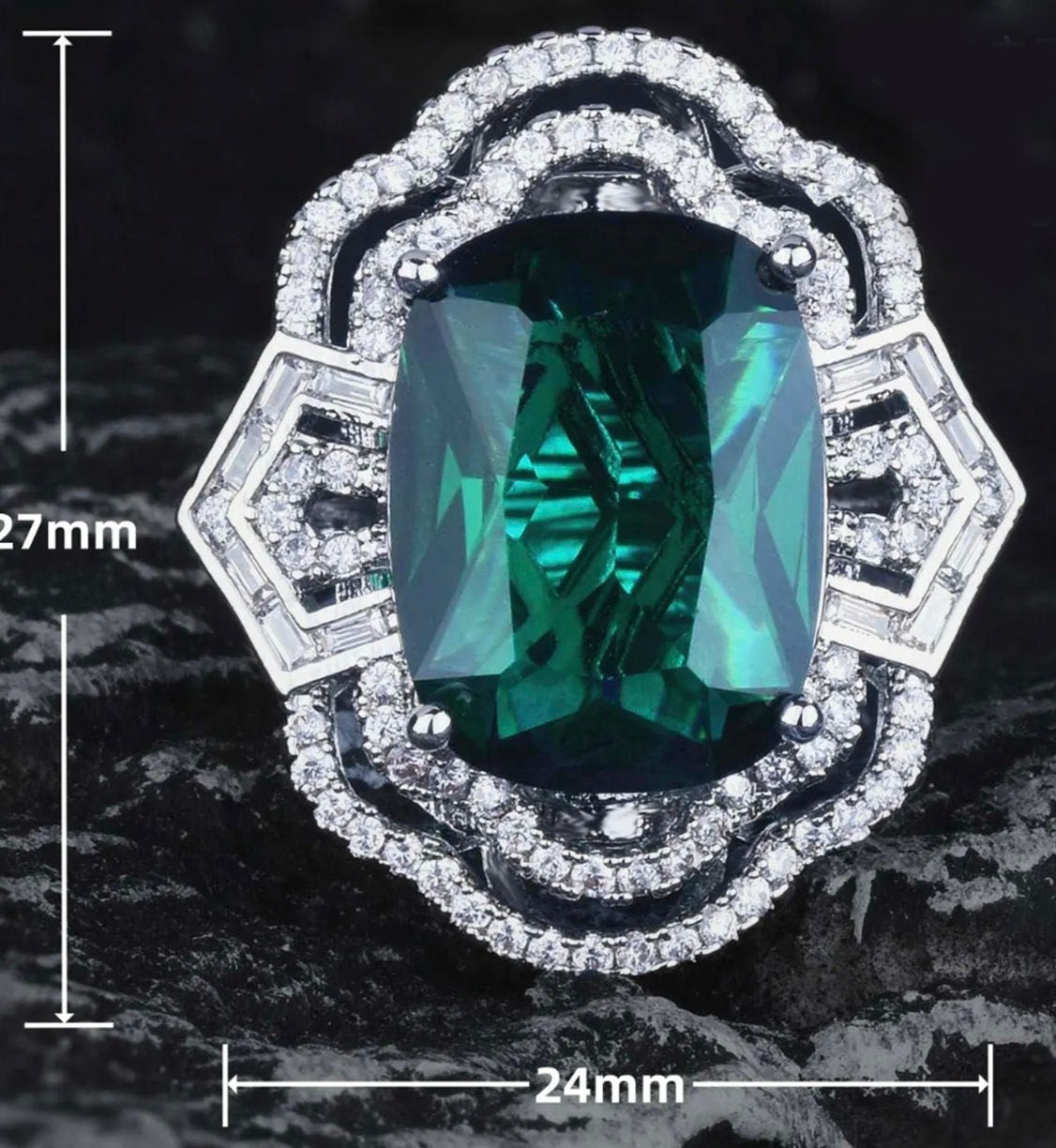 Green Statement Ring | Green Diamond Ring | Big Diamond Engagement Ring