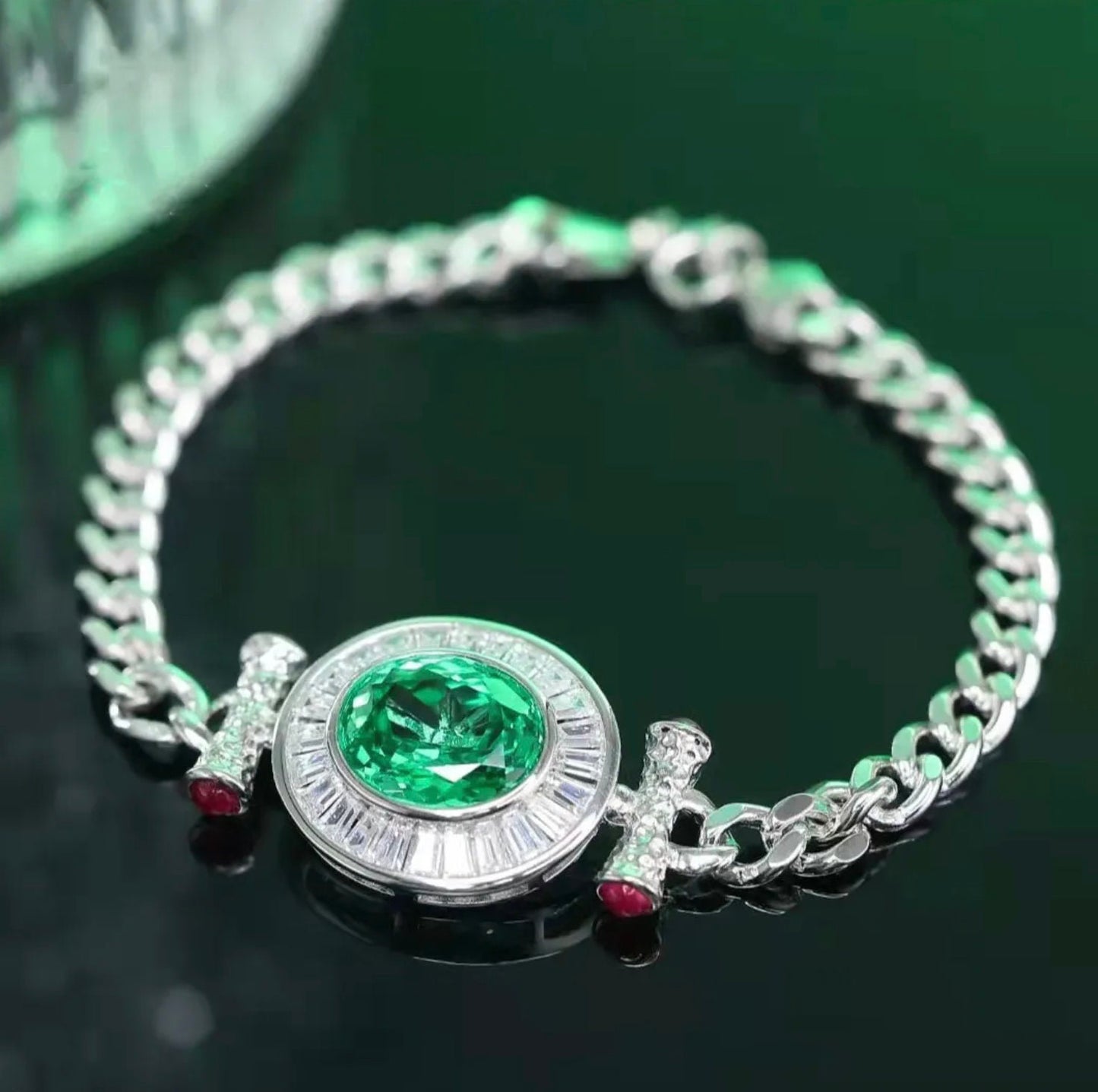 Womens Bracelet | Diamond Bracelet | Womens Diamond Bracelet | Green Gemstone Bracelet | Green Diamond Bracelet | Womens Silver Bracelets