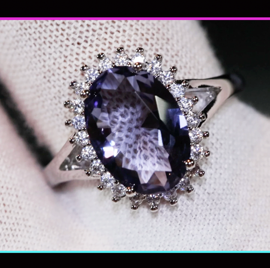 purple amethyst diamond ring