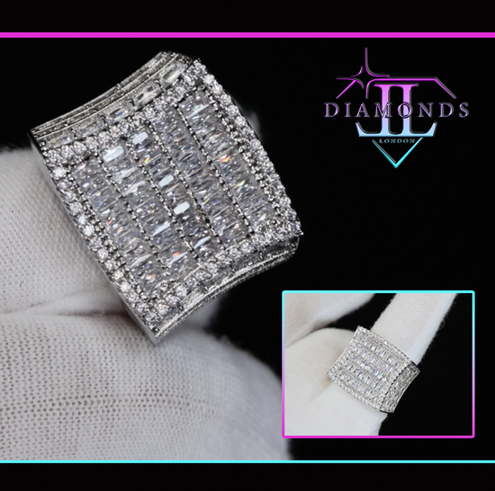 Mens Big Baguette Cut Diamond Ring