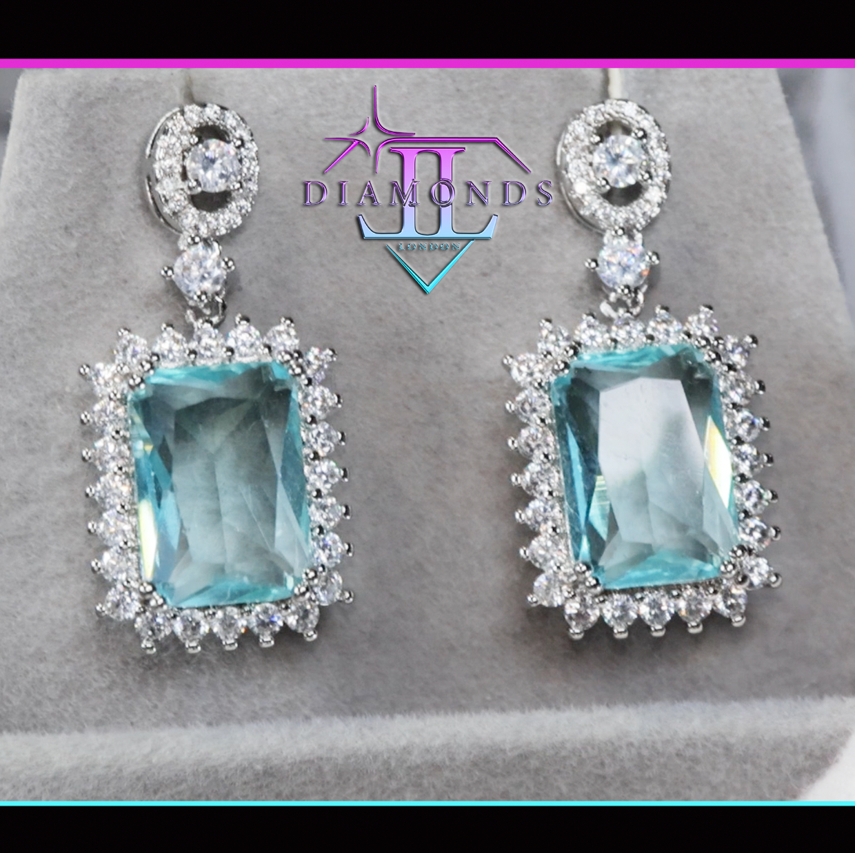 Womens big blue diamond earrings