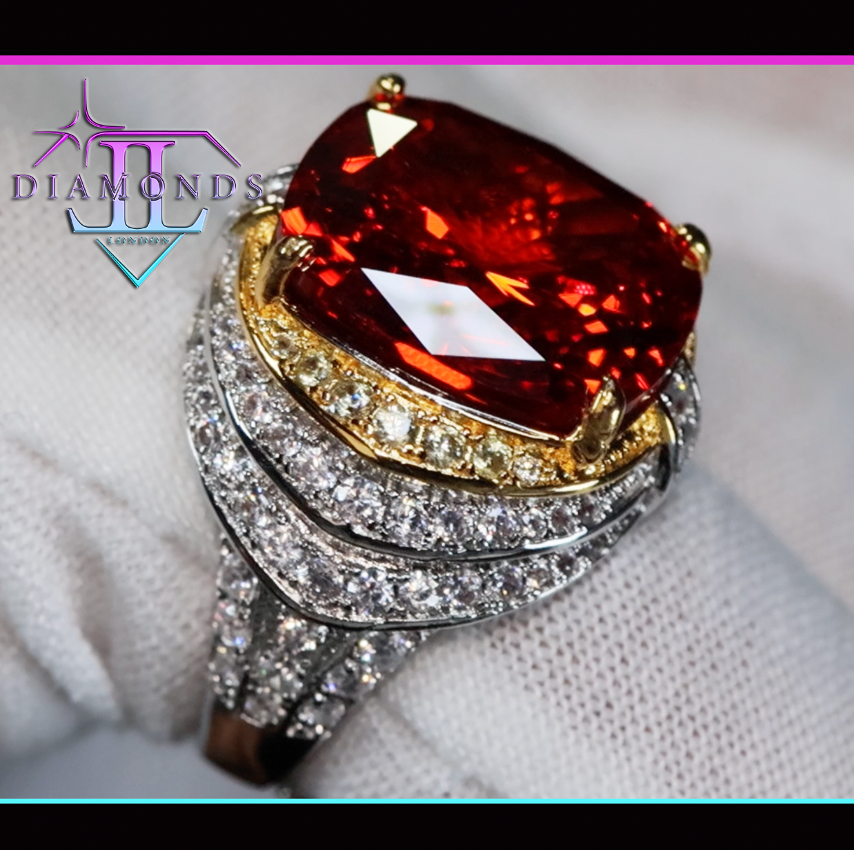 Big Red Diamond Ring | Mens Red Diamond Ring | Red Iced Out Ring – Lab ...