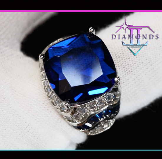 Mens Big Blue Diamond Ring