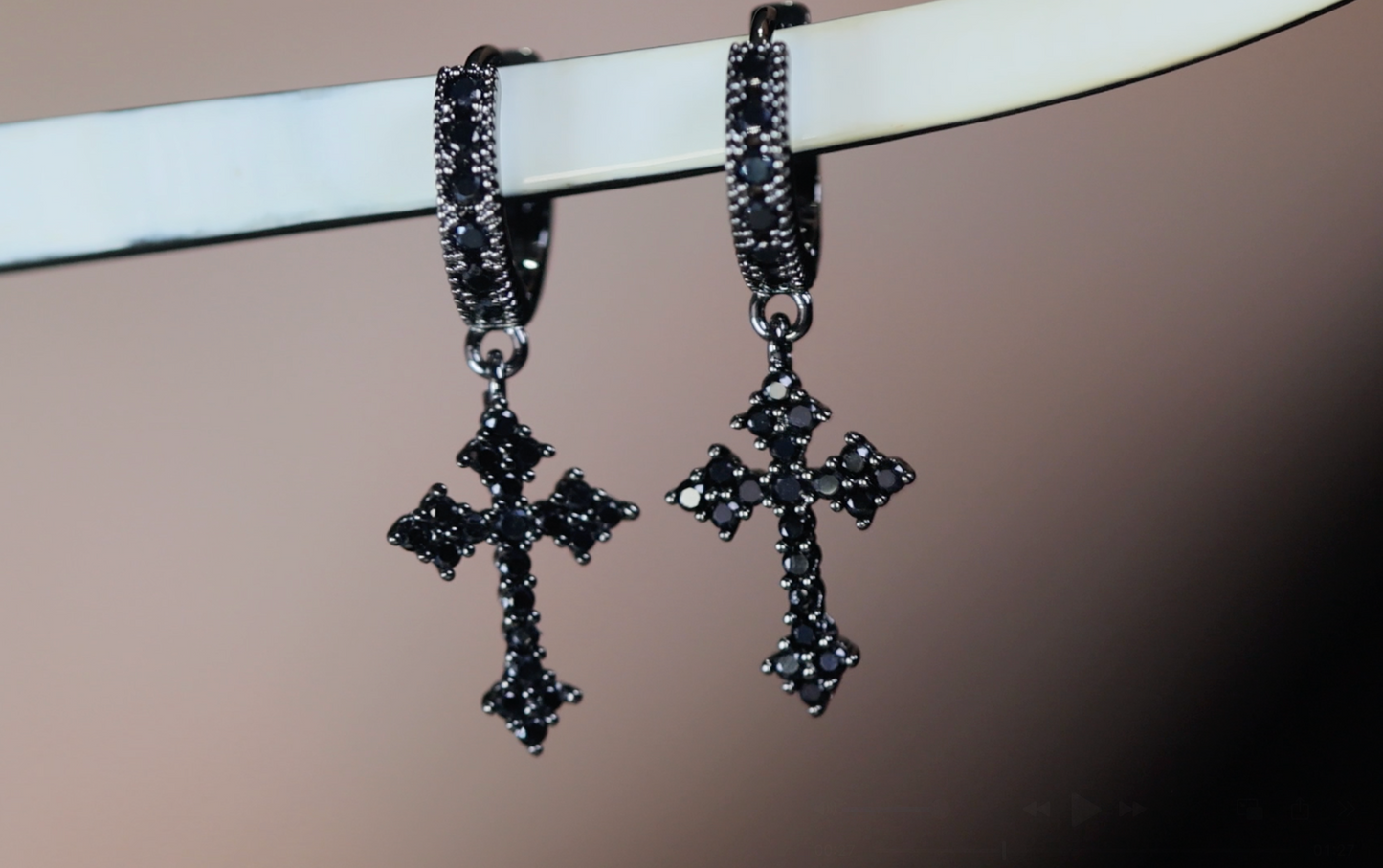 Black Diamond Cross Earrings