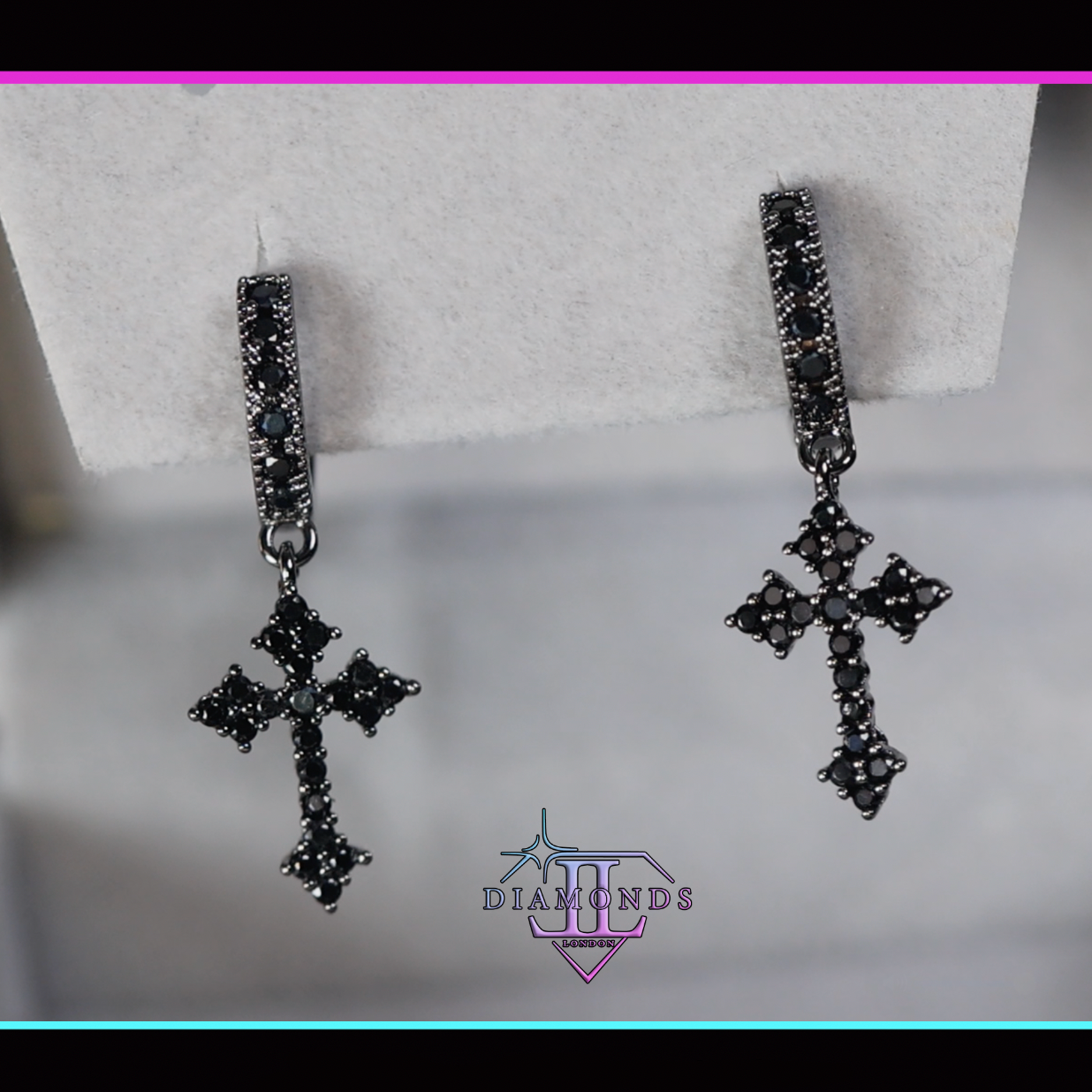 Black Diamond Cross Earrings