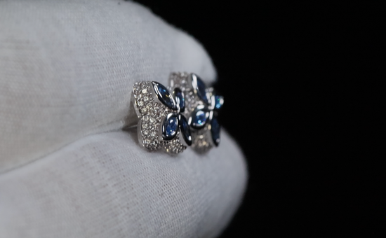 Blue Diamond Clover Ear Studs