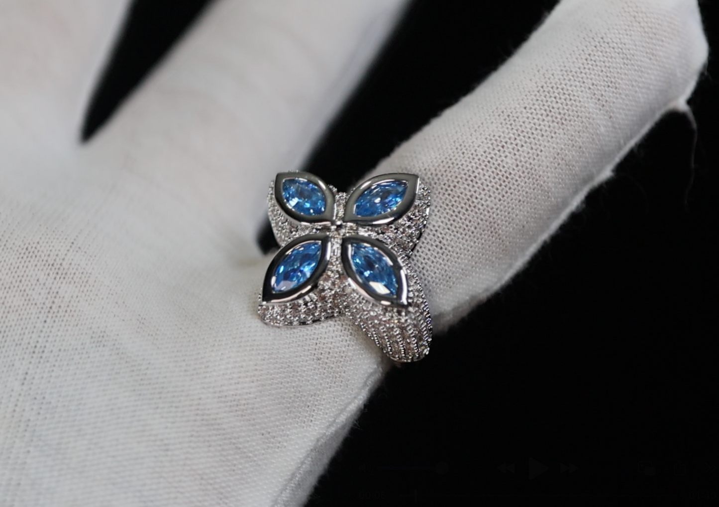 Men's Blue Diamond Hip Hop Ring