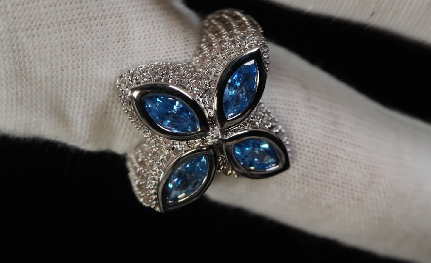 Men's Blue Diamond Hip Hop Ring