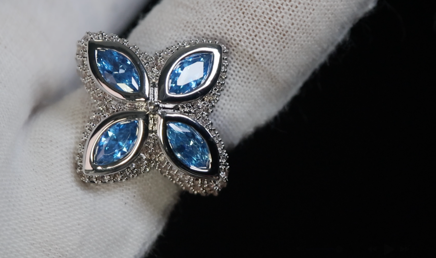 Men's Blue Diamond Hip Hop Ring