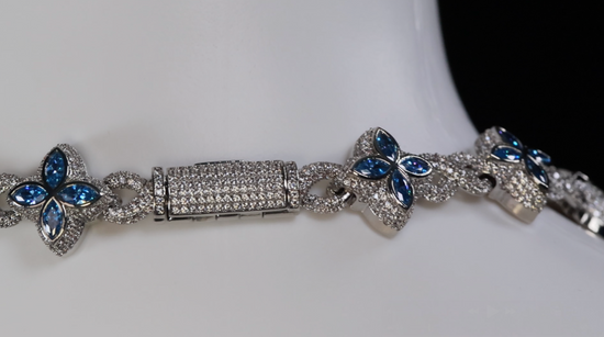 Men's Blue Diamond Cross Chain
