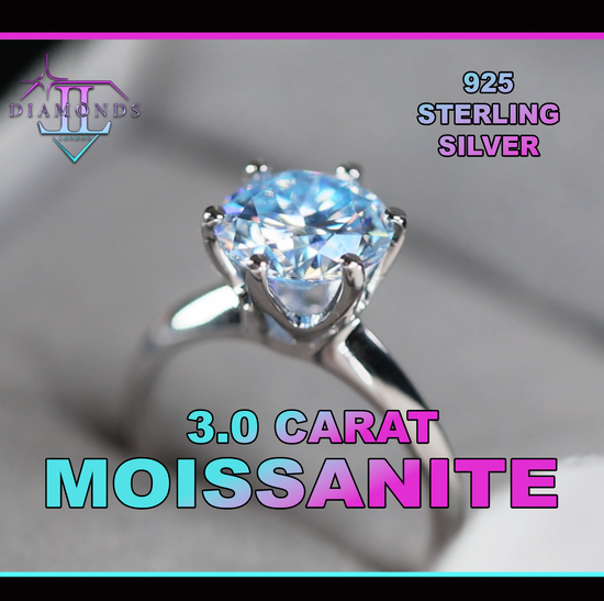 Blue Moissanite Diamond Ring